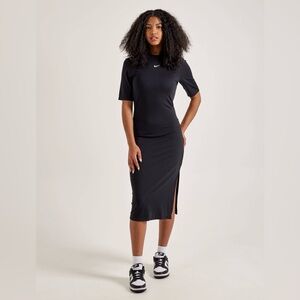 nike air seamless high neck monogram dress in black